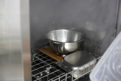 High angle view of kitchen utensils