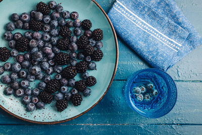 High angle view of breakfast on table