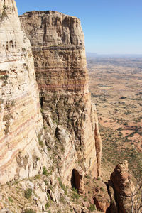 Low angle view of rock formation