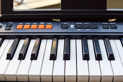 Close-up of piano keys. piano black and white keys and piano keyboard musical instrument