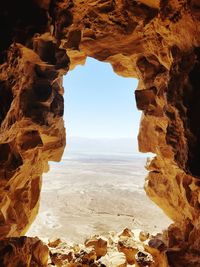 View of cliffs in cave