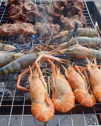 High angle view of fish for sale at market