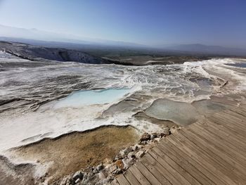 Scenic view of the lime terrace of pamukkale