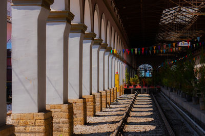 Interior of railroad station platform