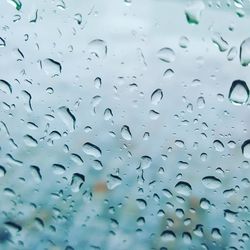 Full frame shot of raindrops on window