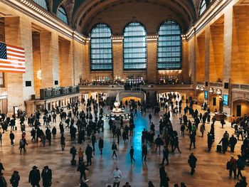High angle view of people at grand central station 