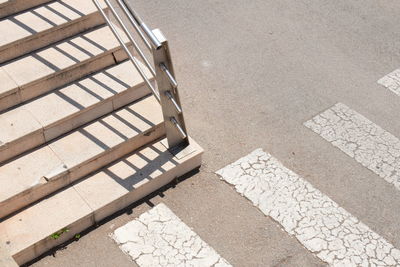 High angle view of empty seats on road