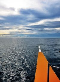 Scenic view of sea against cloudy sky