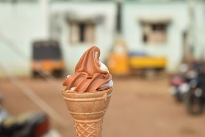 Close-up of ice cream cone outdoors