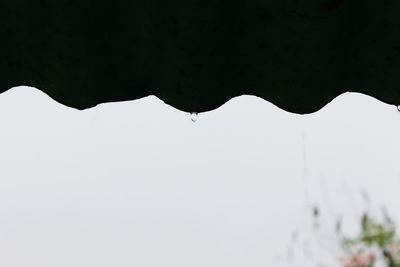 Close-up of raindrops against clear sky