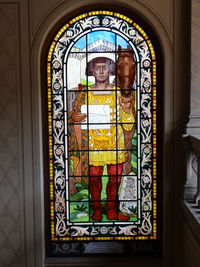 View of ornate glass window in temple