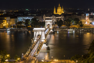 Chains bridge in budapest at night