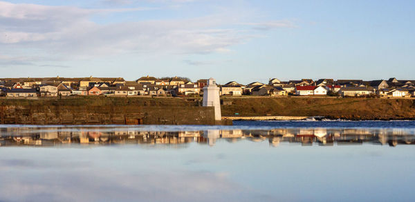Scenic view of lake against sky
