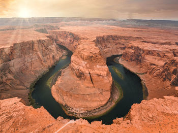 Horseshoe bend is a famous meander on river colorado