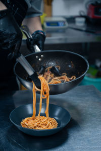 Close-up of food in plate on table