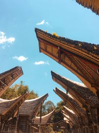 Low angle view of temple building against sky