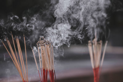 Close-up of smoke emitting from chimney