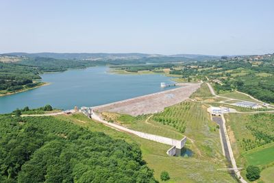 High angle view of landscape against sky