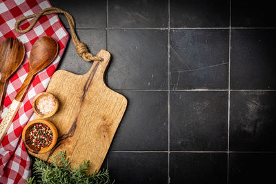 High angle view of food on table