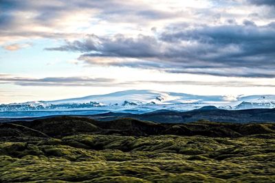 Scenic view of dramatic landscape against sky