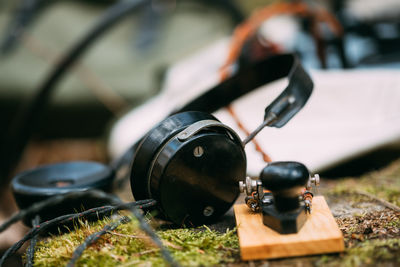 Close-up of old headphones