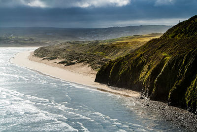 Scenic view of sea against cloudy sky