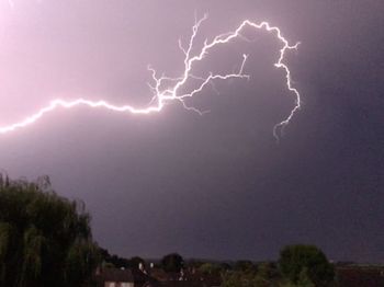 Lightning in sky at night