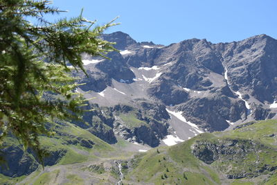 Scenic view of mountains against clear sky