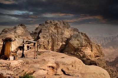 Panoramic view of rocky mountains against sky