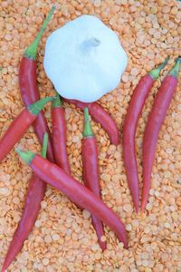 High angle view of vegetables in container