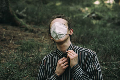 Coronavirus fashion with young man with mask 