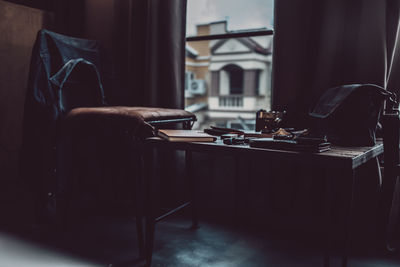 Empty chairs and table at home