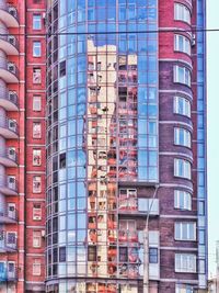 Low angle view of modern buildings in city