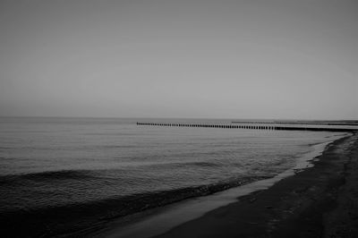 Scenic view of sea against clear sky