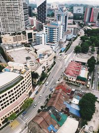 High angle view of buildings in city