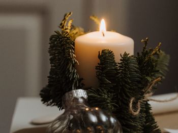 Close-up of illuminated candle