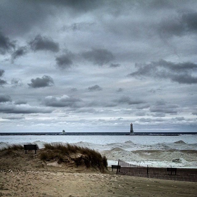 sea, horizon over water, water, beach, sky, tranquility, tranquil scene, scenics, shore, beauty in nature, cloud - sky, nature, sand, cloudy, pier, idyllic, cloud, calm, coastline, remote