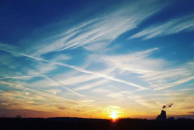 Scenic view of silhouette landscape against sky during sunset