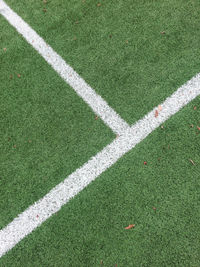 High angle view of soccer field