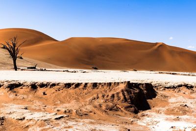 Scenic view of desert against clear sky