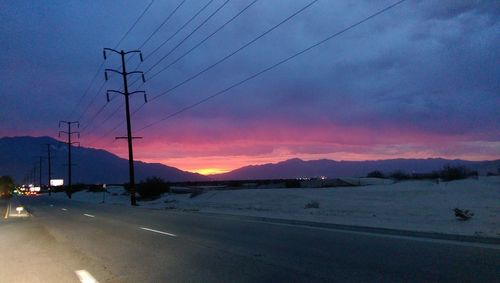 Scenic view of mountains at sunset