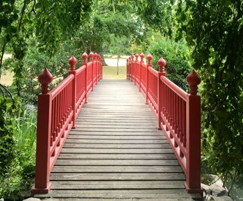 Red wooden japanese bridge 