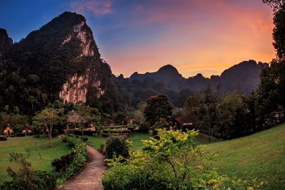 Scenic view of landscape against sky during sunset