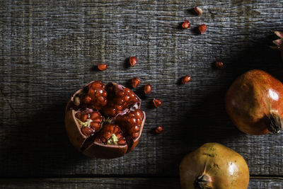 High angle view of fruits on table