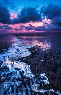 Scenic view of sea against cloudy sky