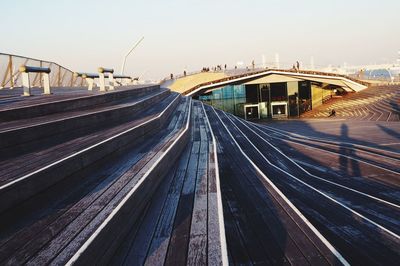 Railroad tracks against clear sky