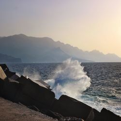 Scenic view of sea against clear sky