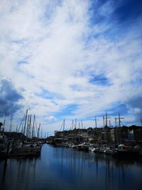 View of fishing boats in harbor