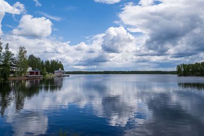 Scenic view of lake against sky