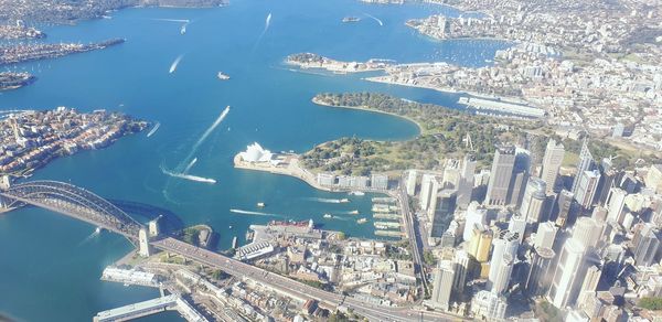 High angle view of buildings in city